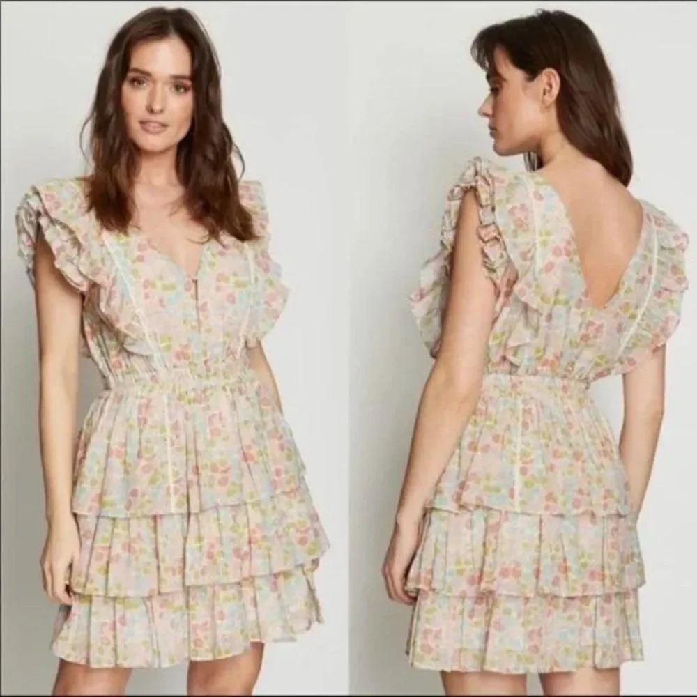 Love The Label Ines Tiered Ruffle Dress Size Medium NWT LLS21-6509